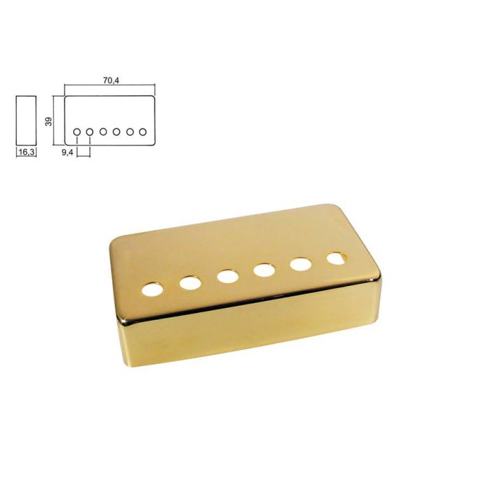 Boston pickup cover, humbucker, pitch=10,0mm, bridge position, metal gold