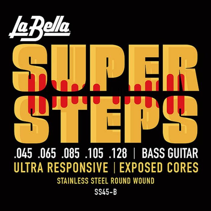 La Bella Super Steps snarenset basgitaar 5-snarig, stainless steel roundwound, light, 045-065-085-105-128