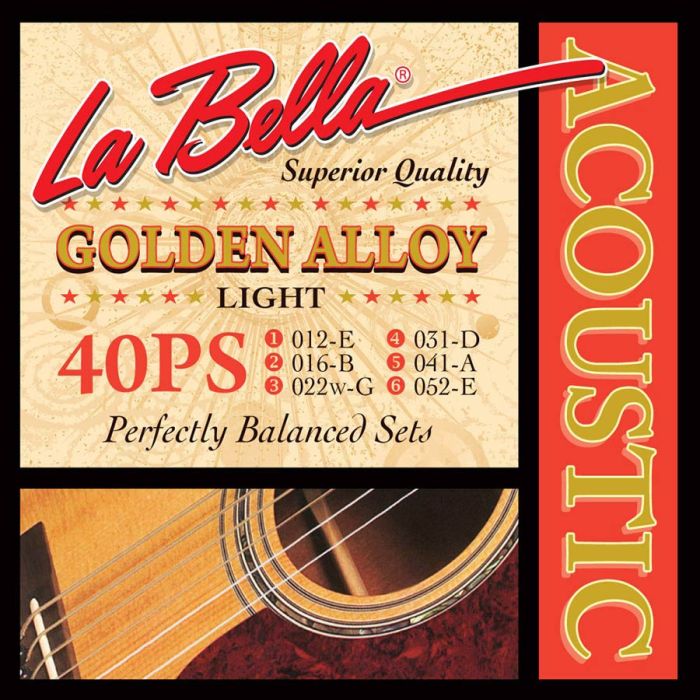 La Bella Golden Alloy Wound snarenset akoestisch, light, 012-016-022-031-041-052