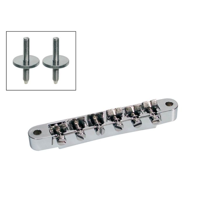 Boston brug voor e-gitaar, "tune'o matic", nikkel, stud spacing 74,0mm, stud diam 4,0mm