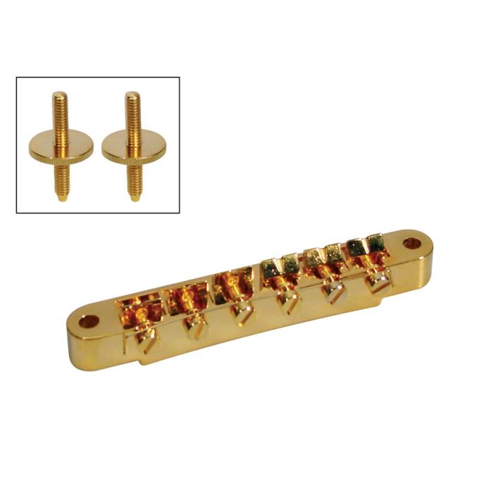 Boston brug voor e-gitaar, "tune'o matic", goud, stud spacing 74,0mm, stud diam 4,0mm