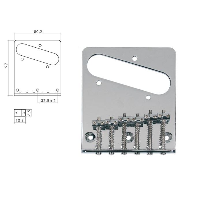 Boston brug-staartstuk, Teaser, grooved saddles, flat plate, strings-in-bridge or through-body, chroom