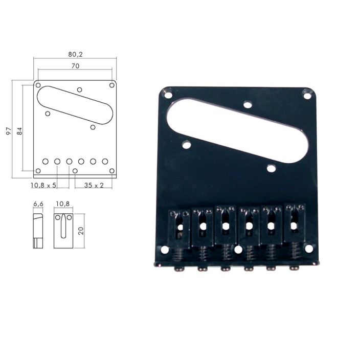 Boston brug-staartstuk, Teaser, block saddles, flat plate, zwart