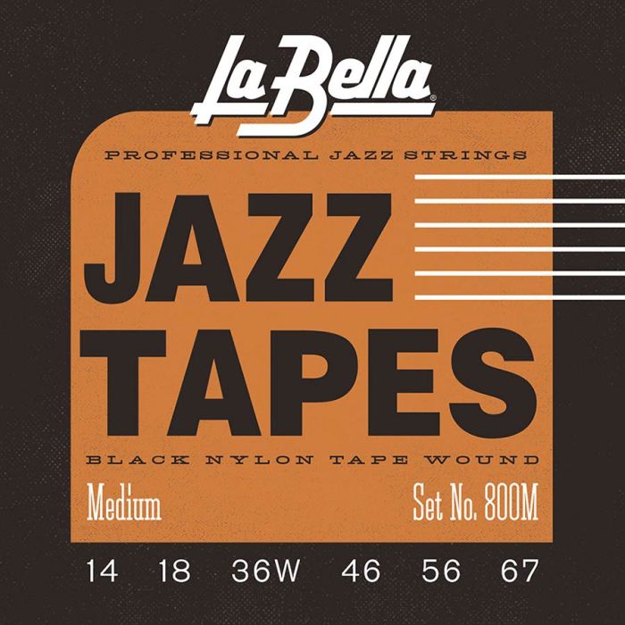 La Bella Nylon Tape Wound Electrics snarenset elektrisch, medium, 014-018-036-046-056-067, extra E-1 en B-2