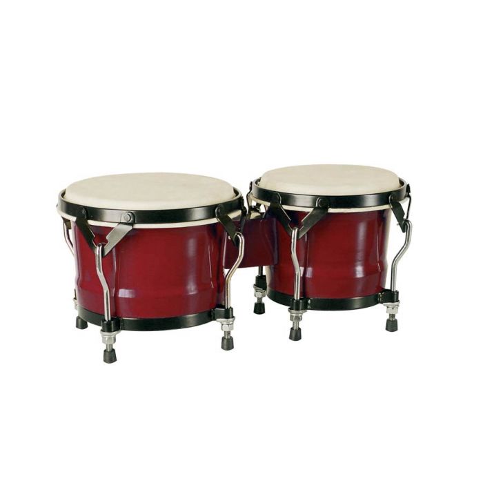 Hayman bongo, hardhout, 7" en,5", rood, natuurvel, zwarte hardware