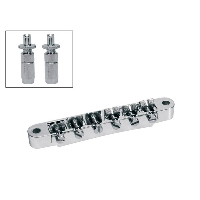 Boston brug voor e-gitaar, "tune'o matic", nikkel, stud spacing 73,5mm, stud diam 6,0mm