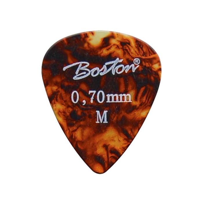 Boston 0.70 mm. plectrums, celluloid, tortoise, medium, standaard druppel model, 24-pack