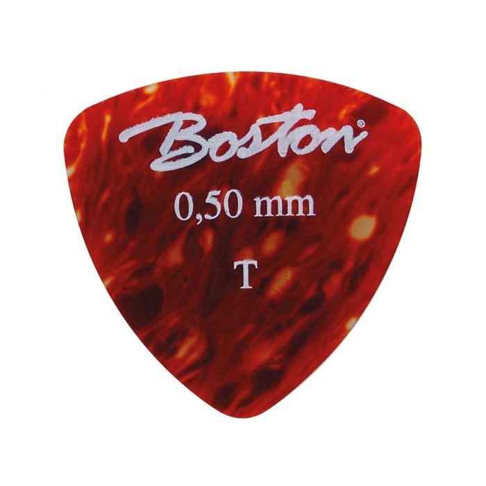 Boston 0.50 mm plectrums, celluloid, tortoise, thin, standaard driehoekig model, 24-pack