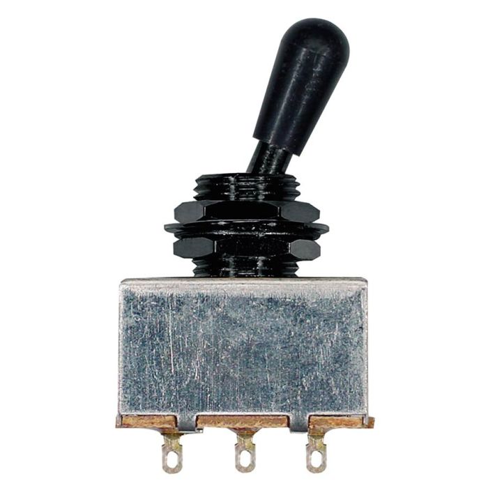 Boston toggle switch 3-way, block shape, black knob, black