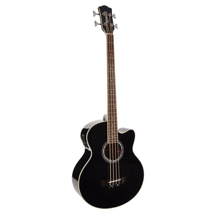 Richwood akoestische basgitaar, cutaway, zwart, 4-band EQ, die cast mechanieken