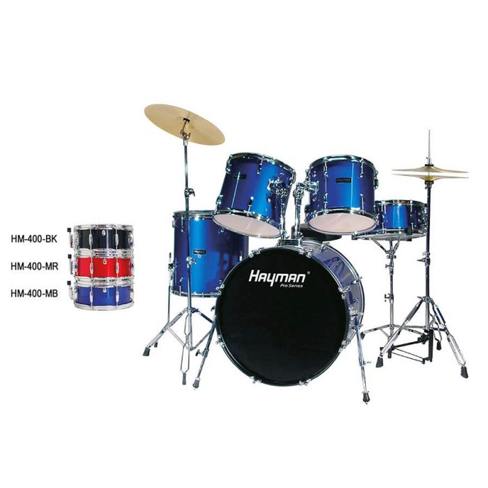 Hayman Pro Series 5-delig drumstel, dubbelbenige statieven, drumkruk en bekkens inbegrepen, zwart