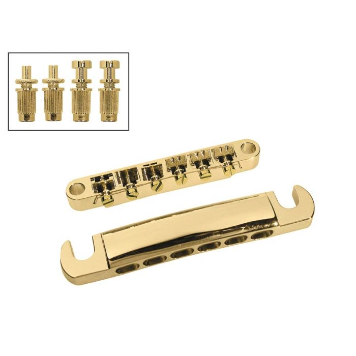 Boston brug and tailpiece set, 12-snarig, verguld, met studs