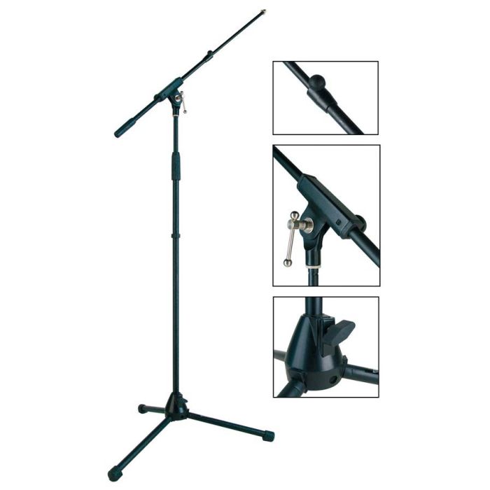 Boston Stage Pro Series microfoonstatief, met uitschuifbare hengel,  zwart, max hoogte 165cm