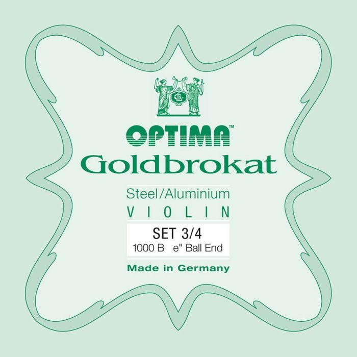 Optima Goldbrokat snarenset viool 3/4, steel & aluminum, met ball end E-1