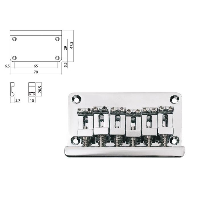 Boston brug-staartstuk, Stallion, pitch 10,0mm, chroom