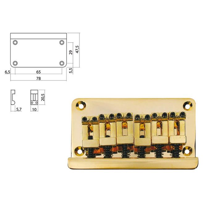 Boston brug-staartstuk, Stallion, pitch 10,0mm, goud