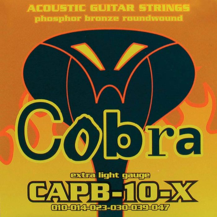 Cobra snarenset akoestische gitaar, phosphor bronze wound, extra light: .010-.014-.023-.030-.039-.047