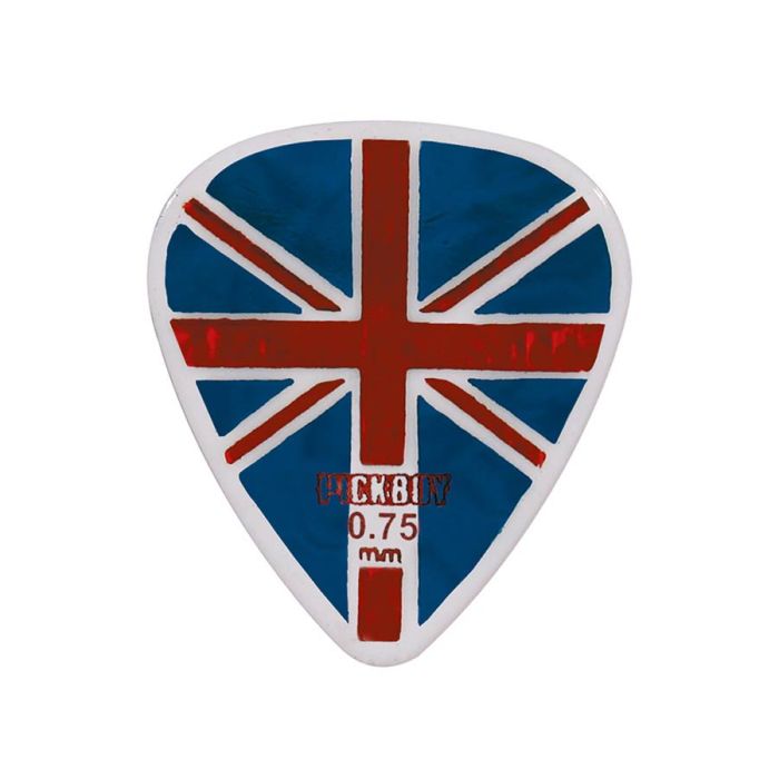 Pickboy Celltex 0.75 mm. plectra met "union jack"-design, 50-pack