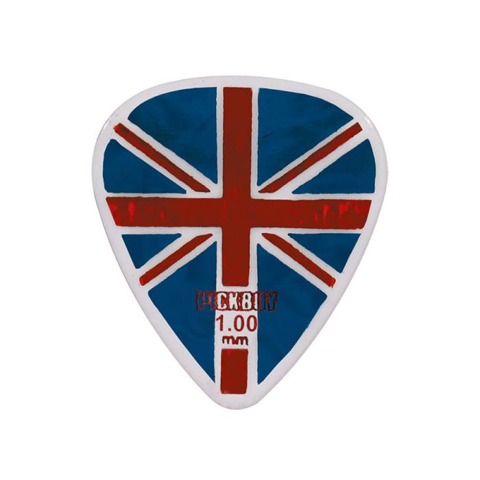 Pickboy Celltex 1.00 mm. plectra met "union jack"-design, 50-pack