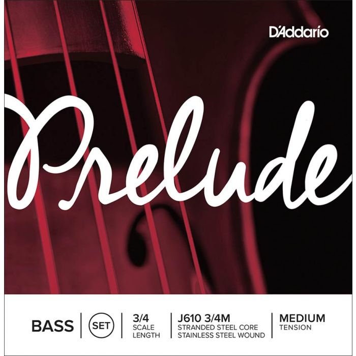 D'Addario Prelude snarenset contrabas 3/4, medium, stranded steel core, stainless steel