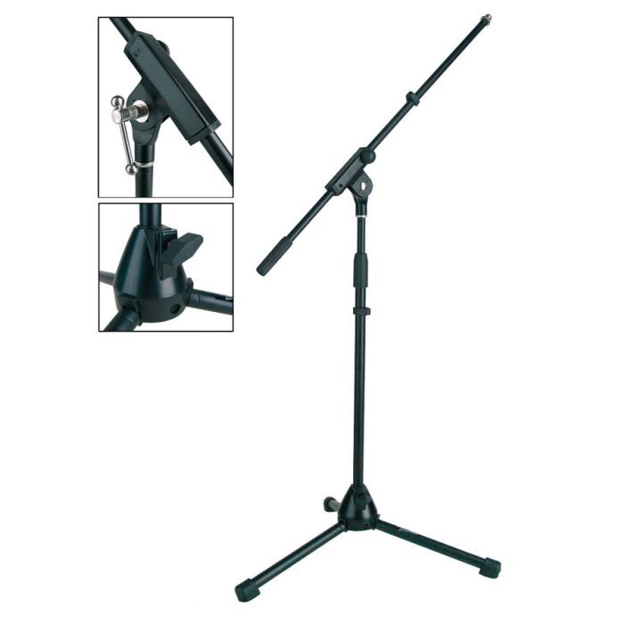 Boston Stage Pro Series microfoonstatief, met hengel, zwart, max hoogte 100cm