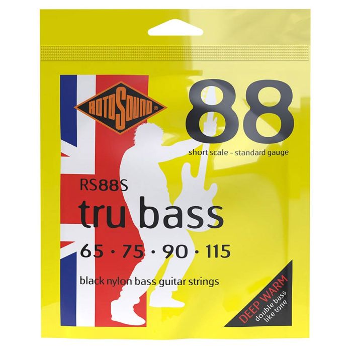 Rotosound Tru Bass 88 snarenset basgitaar, black nylon flatwound, 65-115, standard gauge, short scale