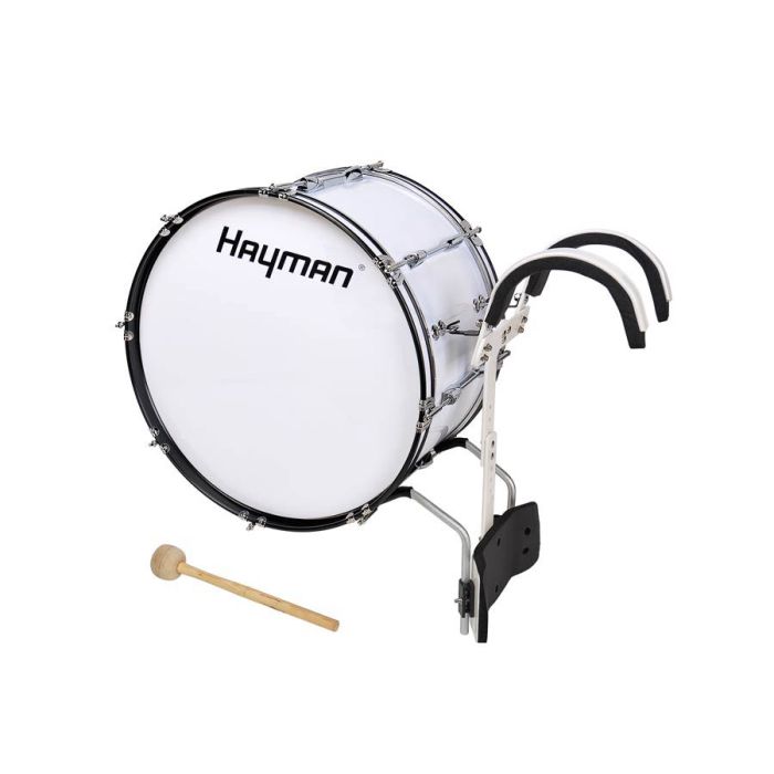 Hayman grote trom / overslagtrom, 26 inch,  12 inch diep, wit, met aluminium harnas