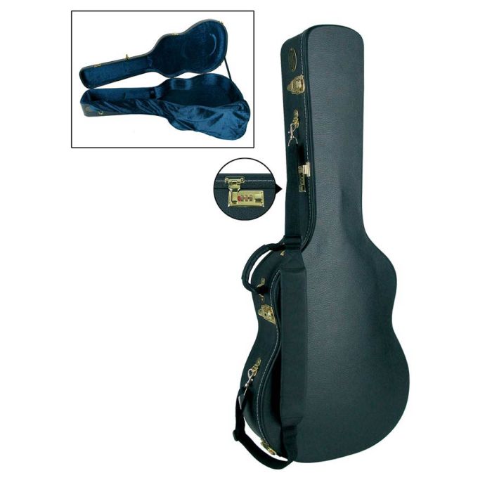 Boston Traditional Pro deluxe koffer voor klassieke gitaar, hout, gewelfde vormkoffer, met slot en schouderriem