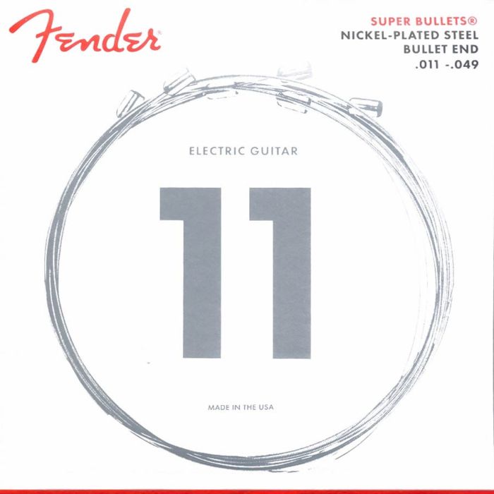 Fender Super Bullets snarenset elektrisch, nickel roundwound, medium: 011-014-018-028-038-049