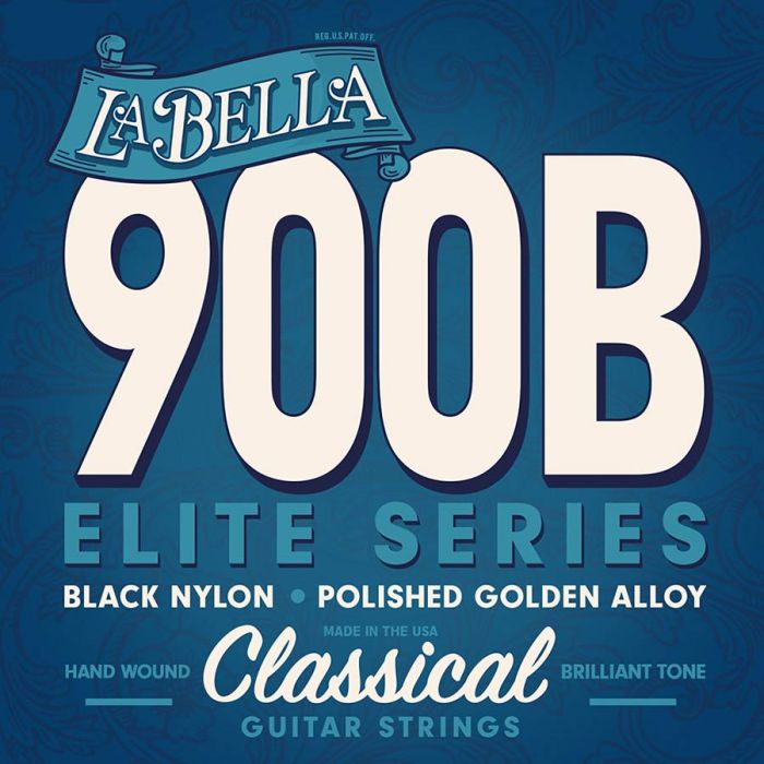 La Bella Golden Superior snarenset klassiek, black nylon trebles, gold polished basses, 028-032-040-030-0