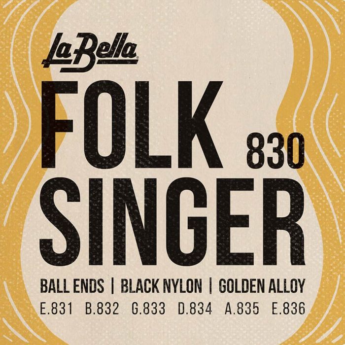 La Bella Folk Singer snarenset klassiek, folk singer ball ends, black nylon trebles, silverplated basses