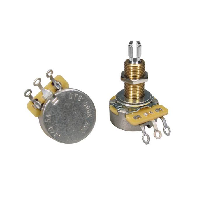 CTS USA potentiometer, long .750" bushing for thick/carved tops, 3/8" diam., LP USA, 500K audio