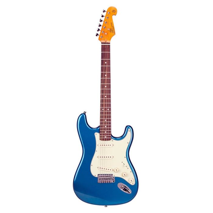 SX Retro Series elektrische gitaar, met 3 single coil pickups en vintage tremolo, tas, lake placid blauw1