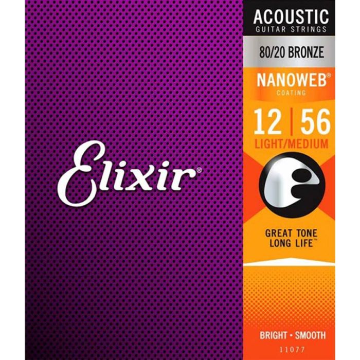 Elixir Nanoweb snarenset akoestisch coated 80/20 bronze, medium light, 012-016-024-035-045-056