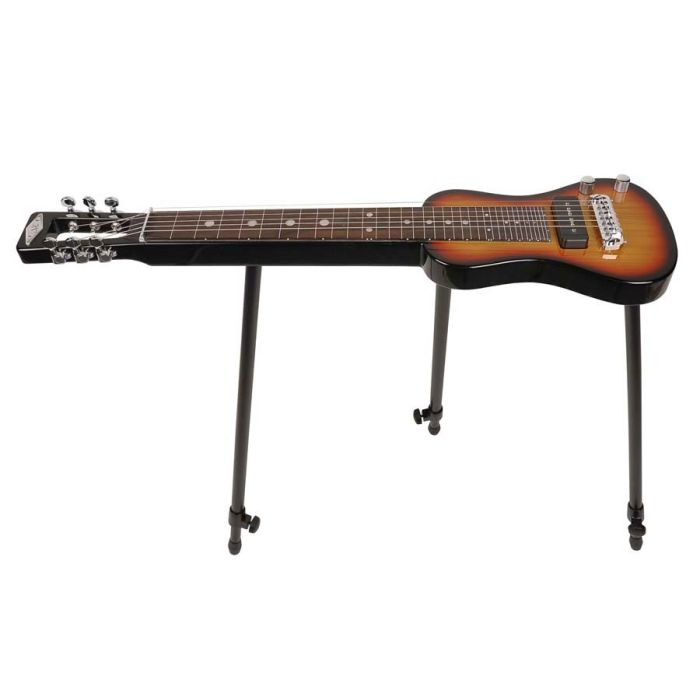 SX lapsteel gitaar, USA swamp ash, met tas en driepoot standaard, sunburst