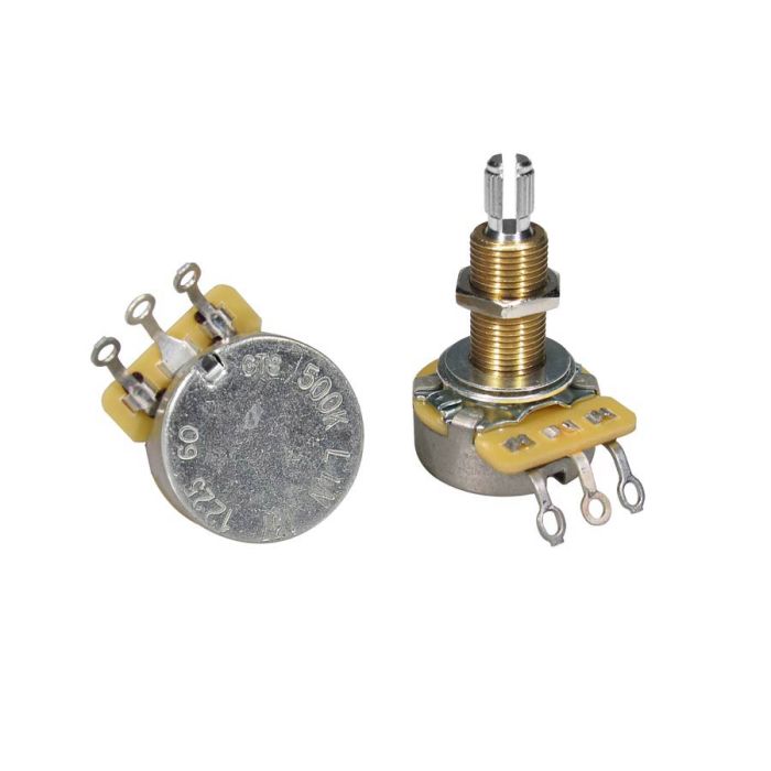 CTS USA potentiometer, long .750" bushing for thick/carved tops, 3/8" diam., LP USA, 500K linear