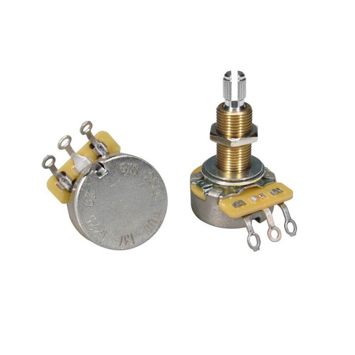 CTS USA potentiometer, long .750" bushing for thick/carved tops, 3/8" diam., LP USA, 250K audio