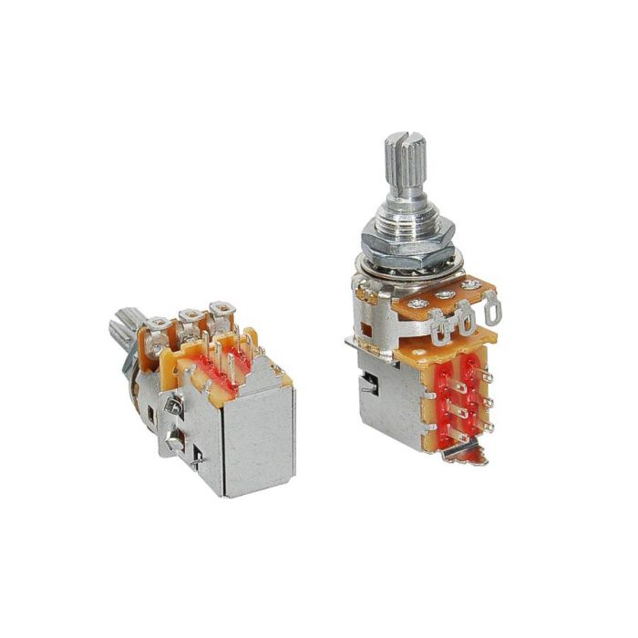 Alpha push-pull 250K audio potentiometer, standard length bushing .375", 3/8" diameter