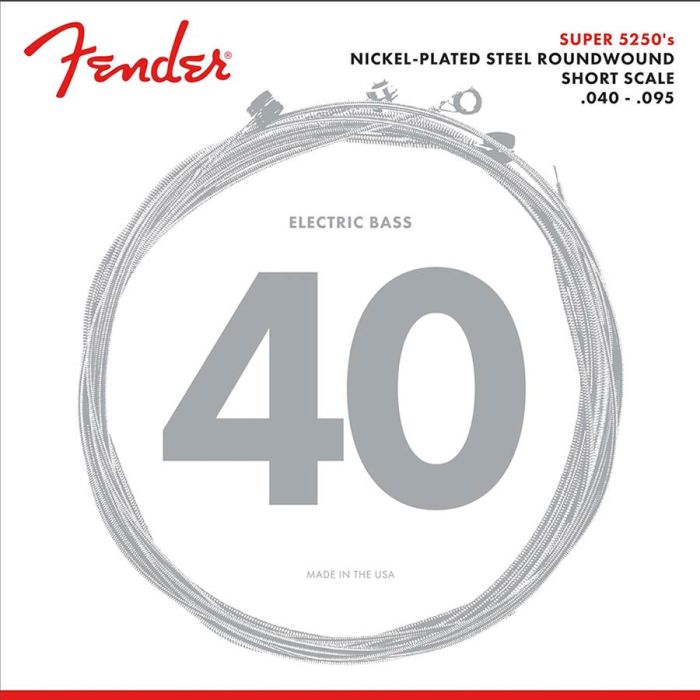 Fender Super 5250s snarenset elektrische basgitaar, nickel plated steel, shortscale 30", extra light, 040-060-075-095