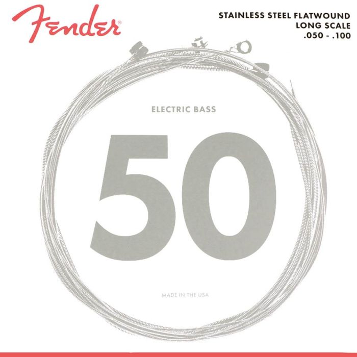 Fender Stainless 9050s snarenset elektrische basgitaar, stainless steel flatwound, medium light, 050-065-085-100