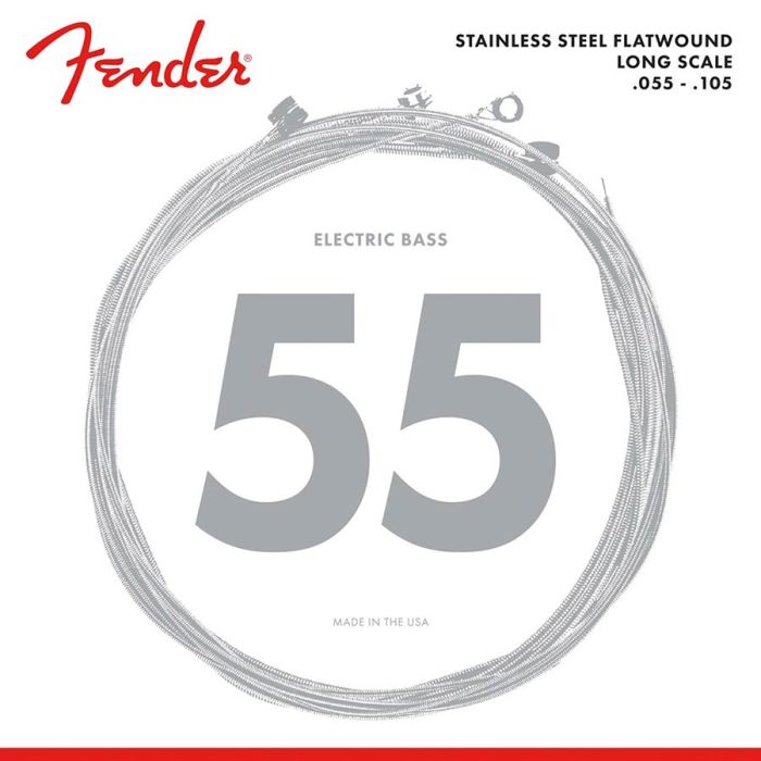 Fender Stainless 9050s snarenset elektrische basgitaar, stainless steel flatwound, medium, 055-070-090-105