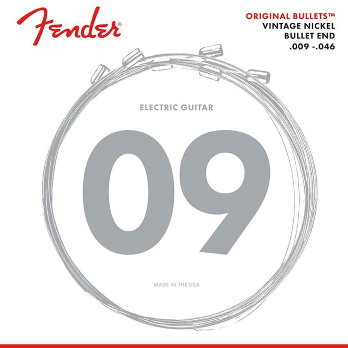 Fender Original Bullets snarenset elektrisch, pure nickel roundwound, light top regular bottom, 009-011-016-026-036-046