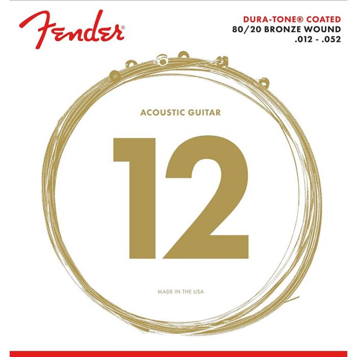 Fender Dura-Tone Coated 80/20 snarenset akoestisch, coated bronze, light, 012-016-024-032-042-052