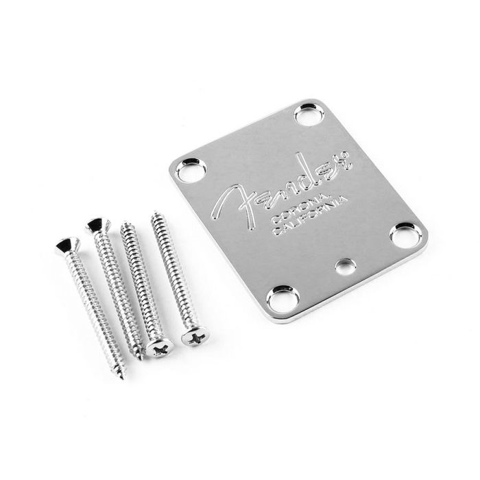 Fender Genuine Replacement Part neck plate American Series, for guitar, Fender Corona logo, chroom