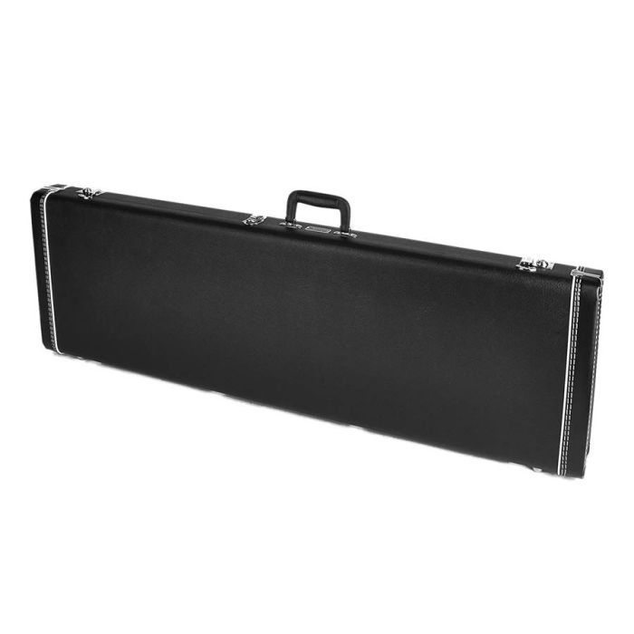 Fender deluxe koffer voor  Precision Bass®, lederen handvat en uiteinden, zwart tolex & zwart int. links