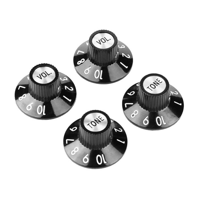 Fender Genuine Replacement Part volume and tone knob set for '72 Tele Custom, black