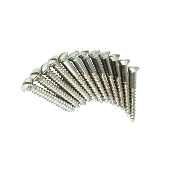 Fender Genuine Replacement Part bridge mounting screws, vintage '52 Tele, 6 x 1 slotted, nickel, 12 pcs