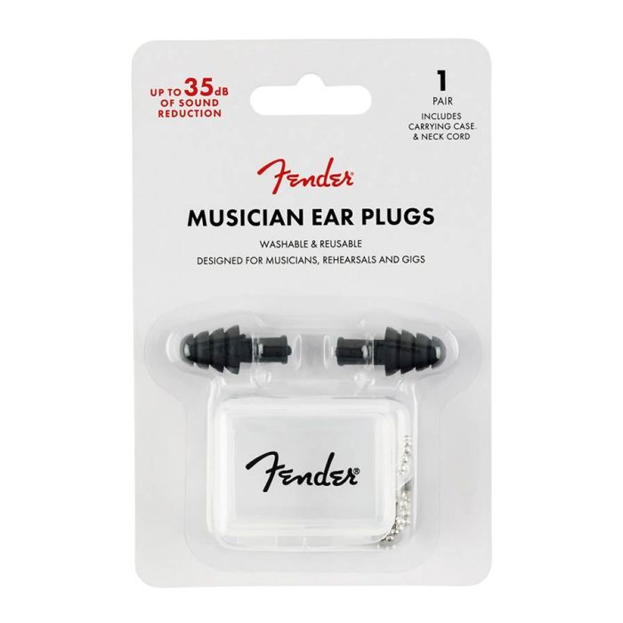 Fender Musician Series silicone ear plugs, 1 pair with carrying case, 27 dB