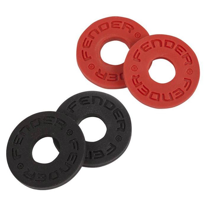 Fender Strap Blocks, rubberen strap locking ringen, 1 paar rood en 1 paar zwart