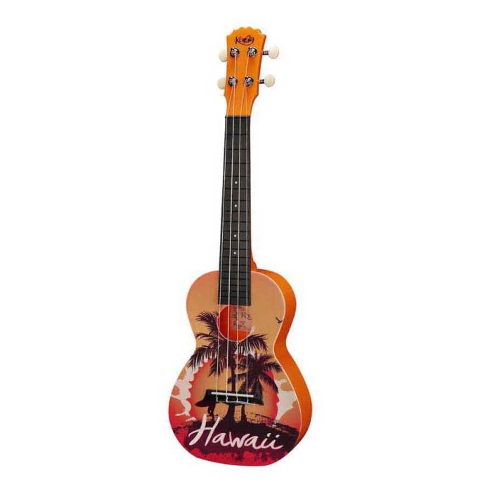 Korala Poly Ukes concert ukelele polycarbonaat, achterblad met akoestische kamers, Hawaii orange